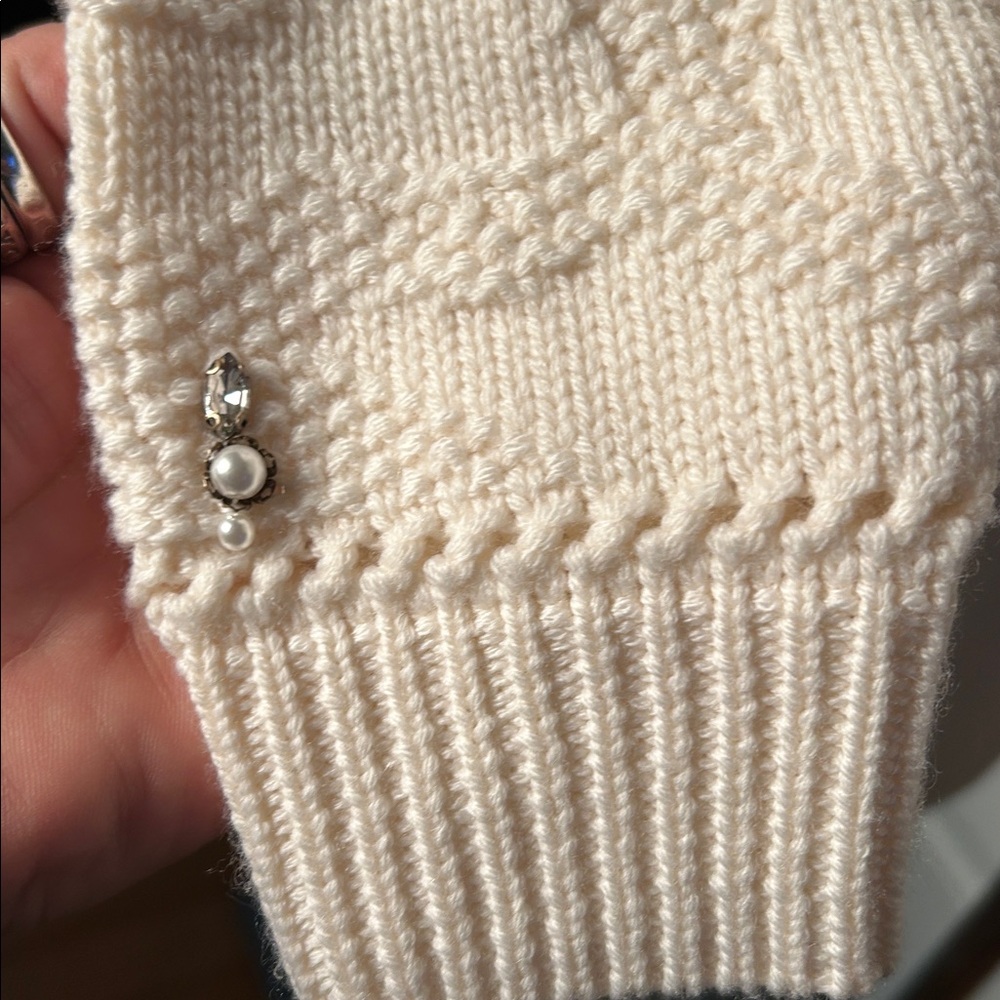 Jonathan Simkhai wool pearl rhinestone sweater - Picture 7 of 13